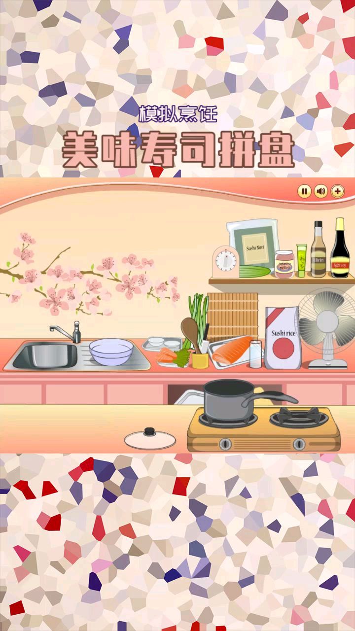 在游戏里的日式料理店制作美味的寿司拼盘