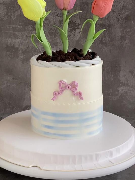 郁金香蛋糕|手把手教你制作|教程