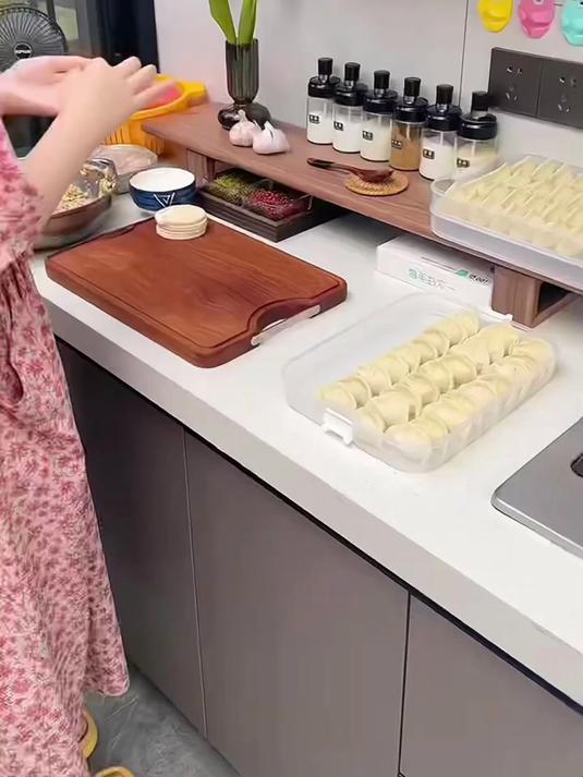 过年包饺子用这个多层饺子盒,卡扣设计,密封性好,大容量不占地