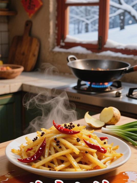 北方人爱吃的辣炒土豆丝，脆爽不绵