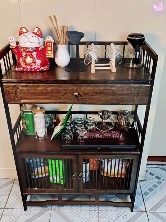 茶水柜移动新中式茶叶架置物架茶柜茶室摆件展示柜茶具茶杯收纳架