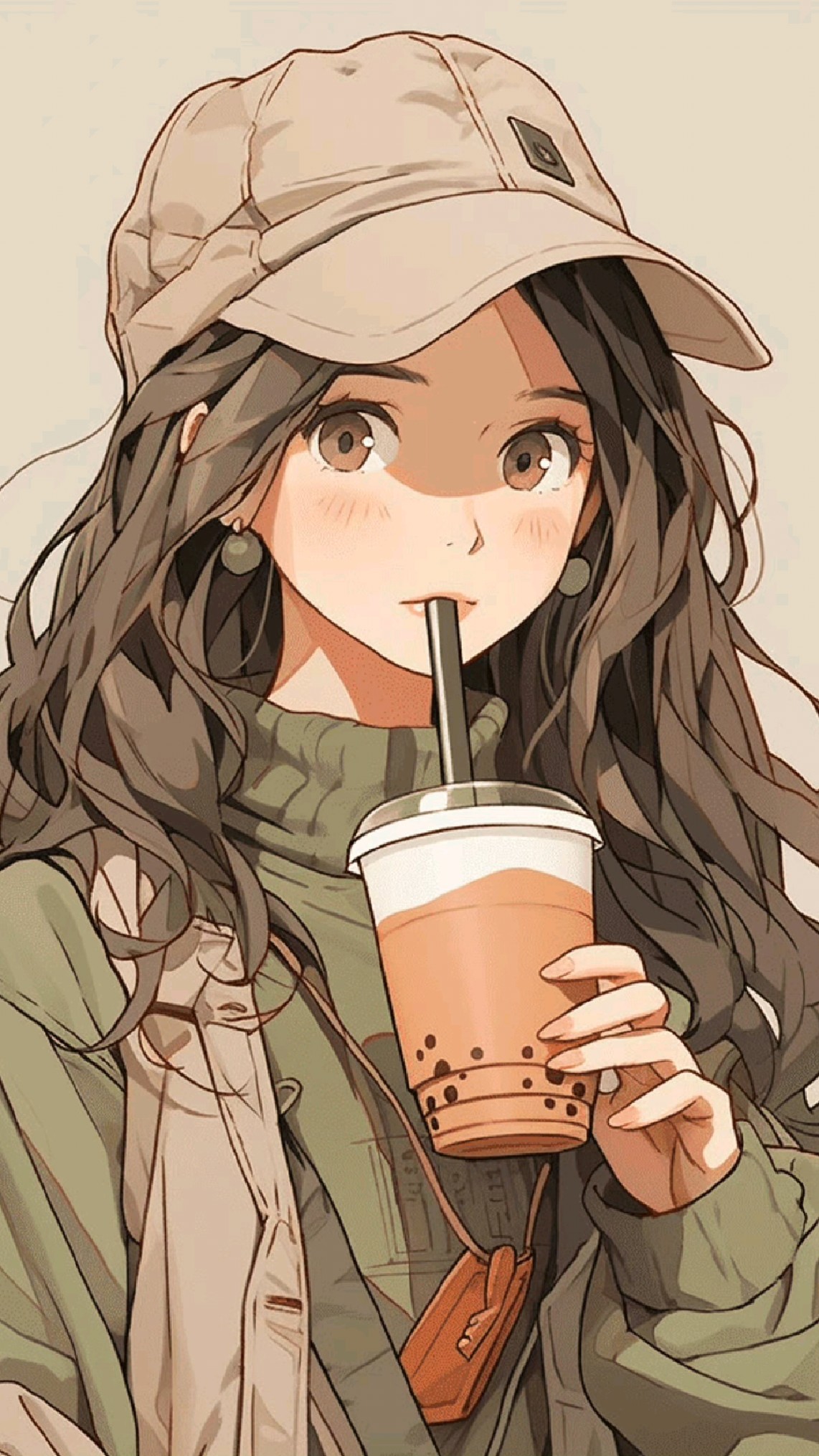 【动漫头像】冬日暖系珍珠奶茶甜妹头像 