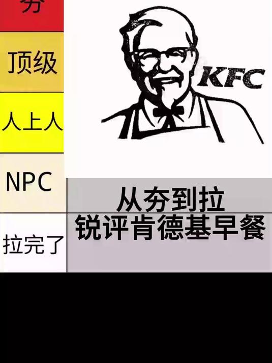 从夯到拉 锐评一下肯德基早餐