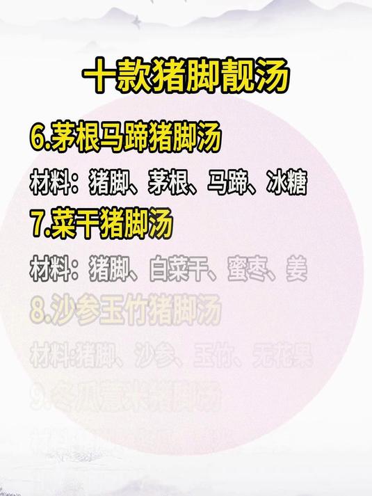 十款猪脚靓汤 美食教程 食谱 为你煲汤 广东靓汤 知识分享