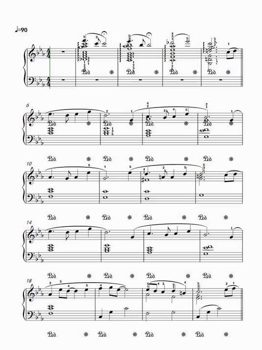 天空之城 版5钢琴谱简谱五线谱乐谱曲谱子