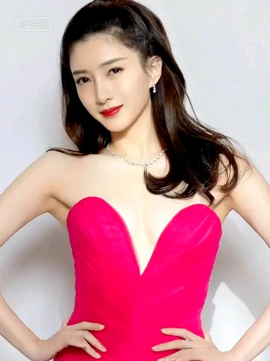 江疏影真空抹胸深V鱼尾裙,酥胸半露,妩媚性感 完美身材