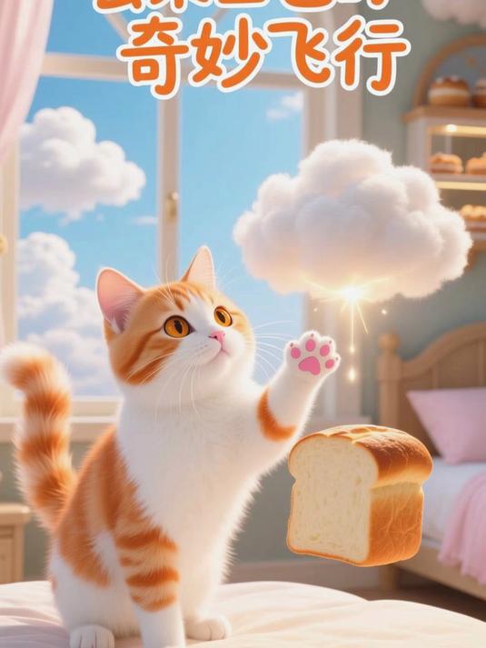 云彩面包:小猫过生日,云朵面包当礼物