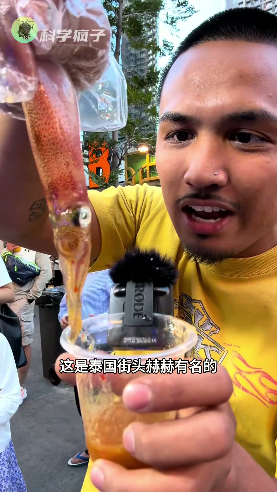 泰国街头鱿鱼活体表演，跳跳鱿鱼杯