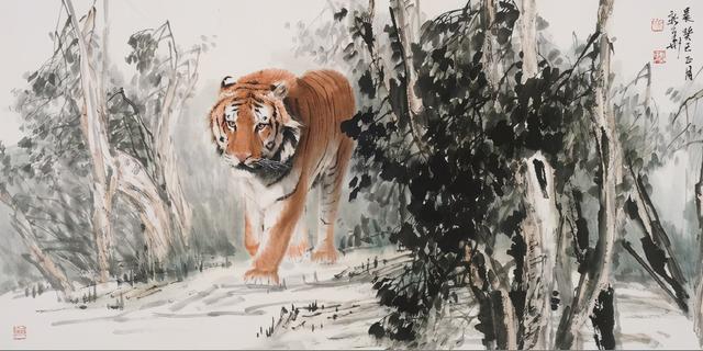 葛新华老师中国画,老虎作品欣赏