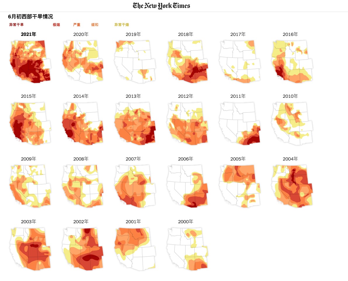 美国6月初西部干旱情况