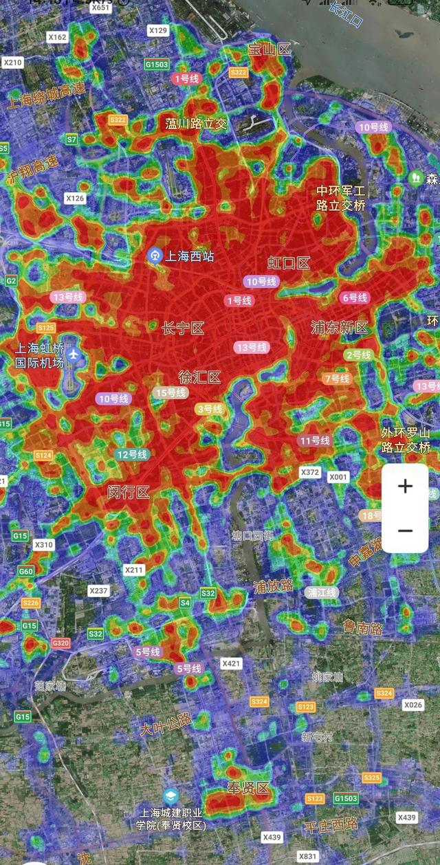 我国人口超过2千万的城市及热力图对比，成都第四，上海第二