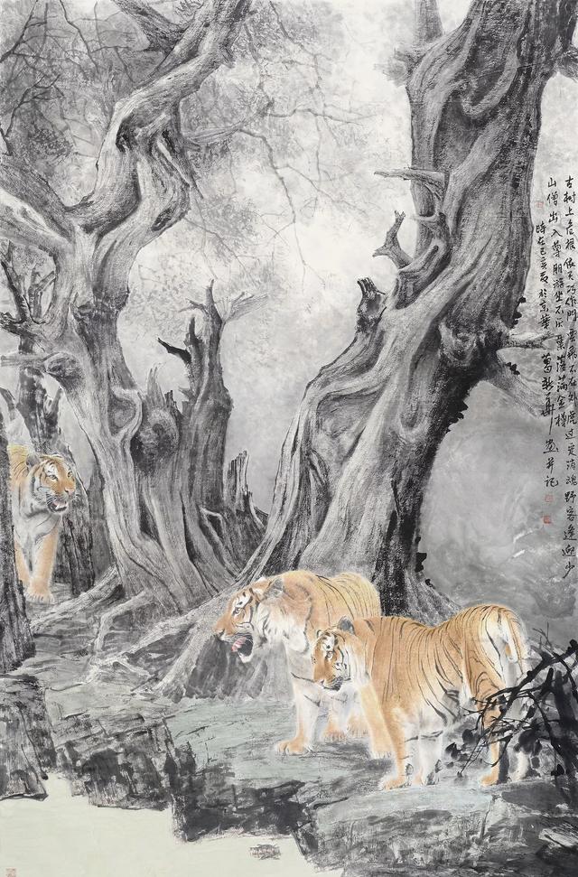 葛新华老师中国画,老虎作品欣赏