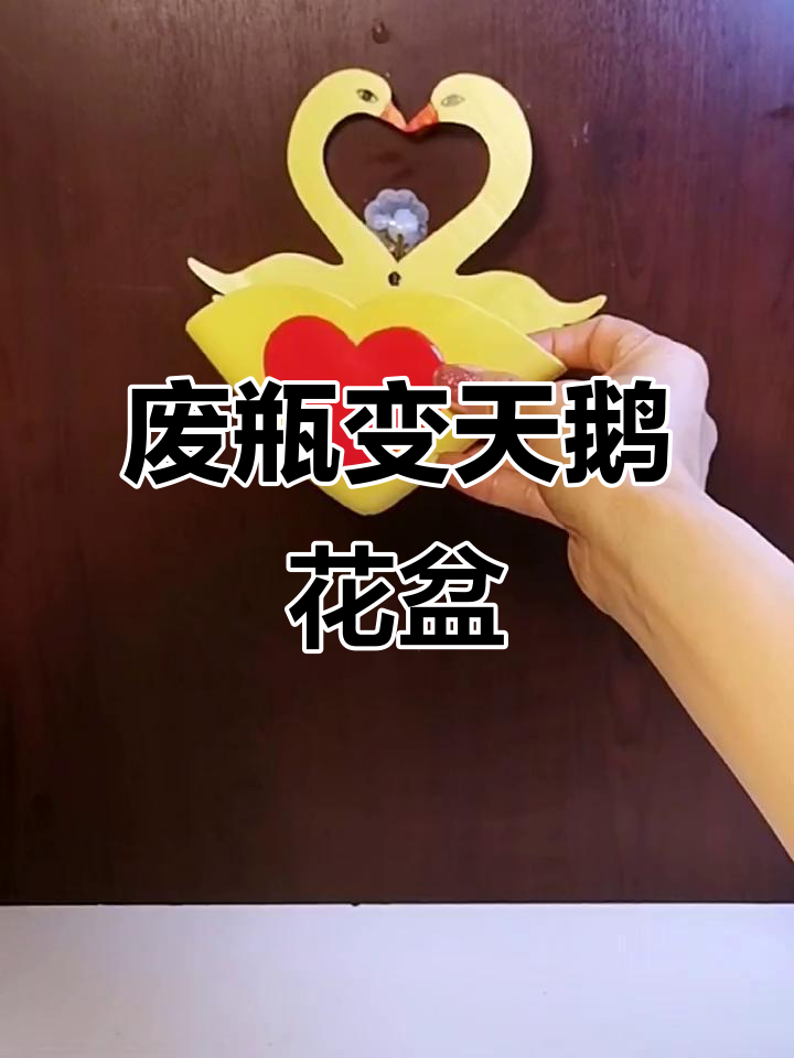 利用废旧洗洁精瓶打造爱心天鹅小花盆，创意手工教程