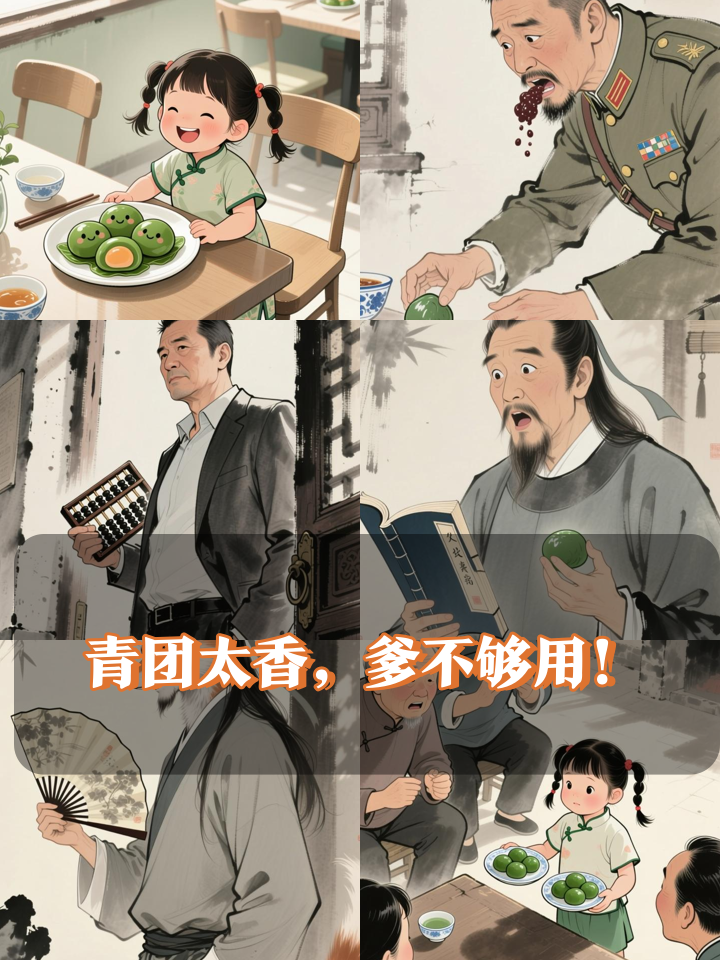 女儿做的卡通青团馋哭全城，四个爹抢着当试吃员
