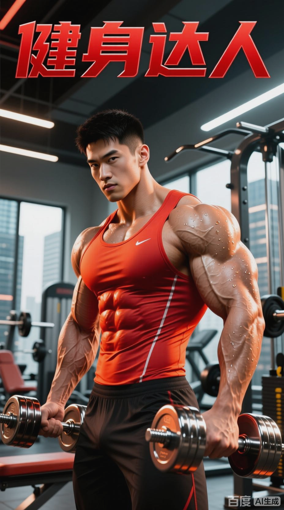 肌肉男健身房锻炼实录