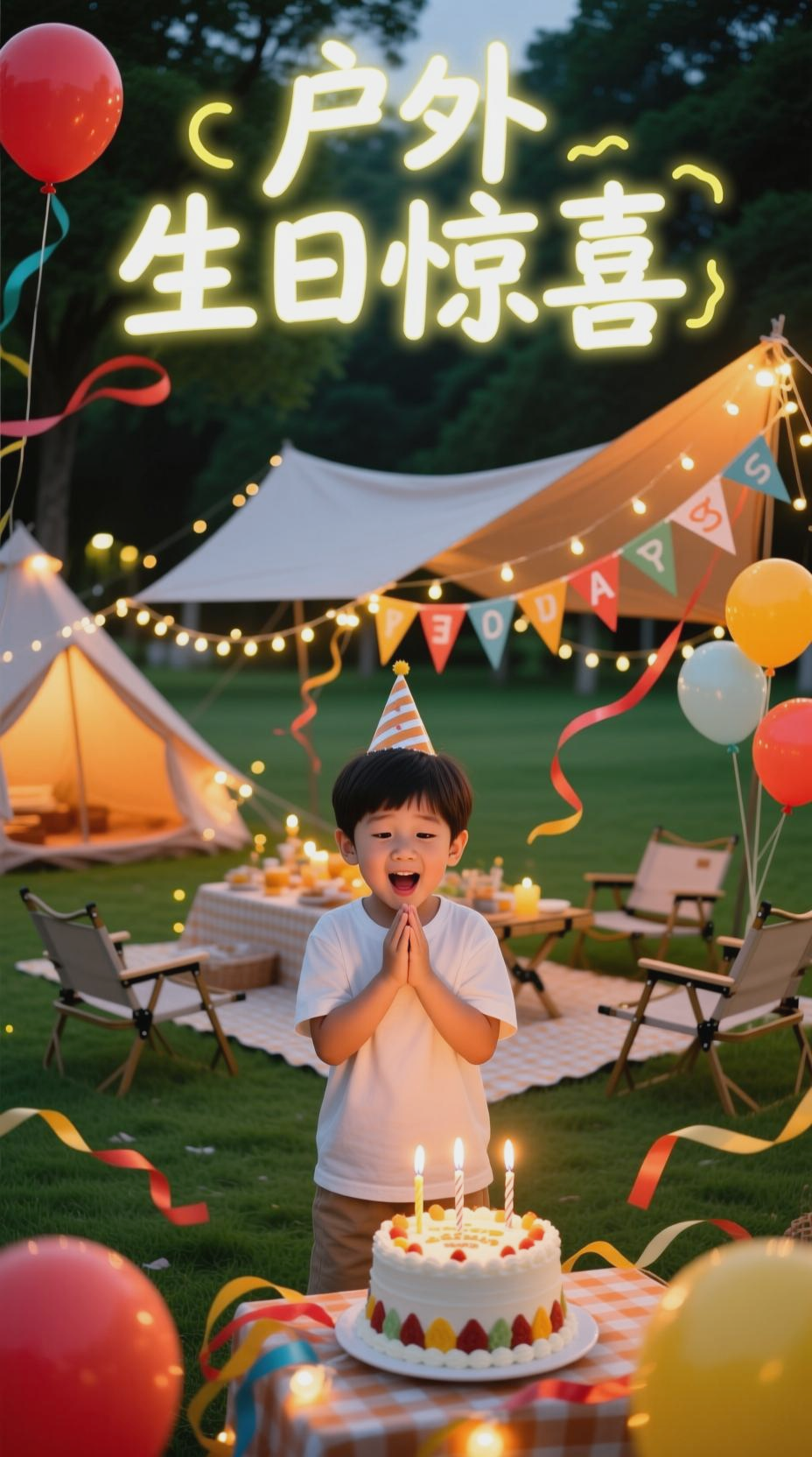 生日惊喜,户外公园的温馨时刻