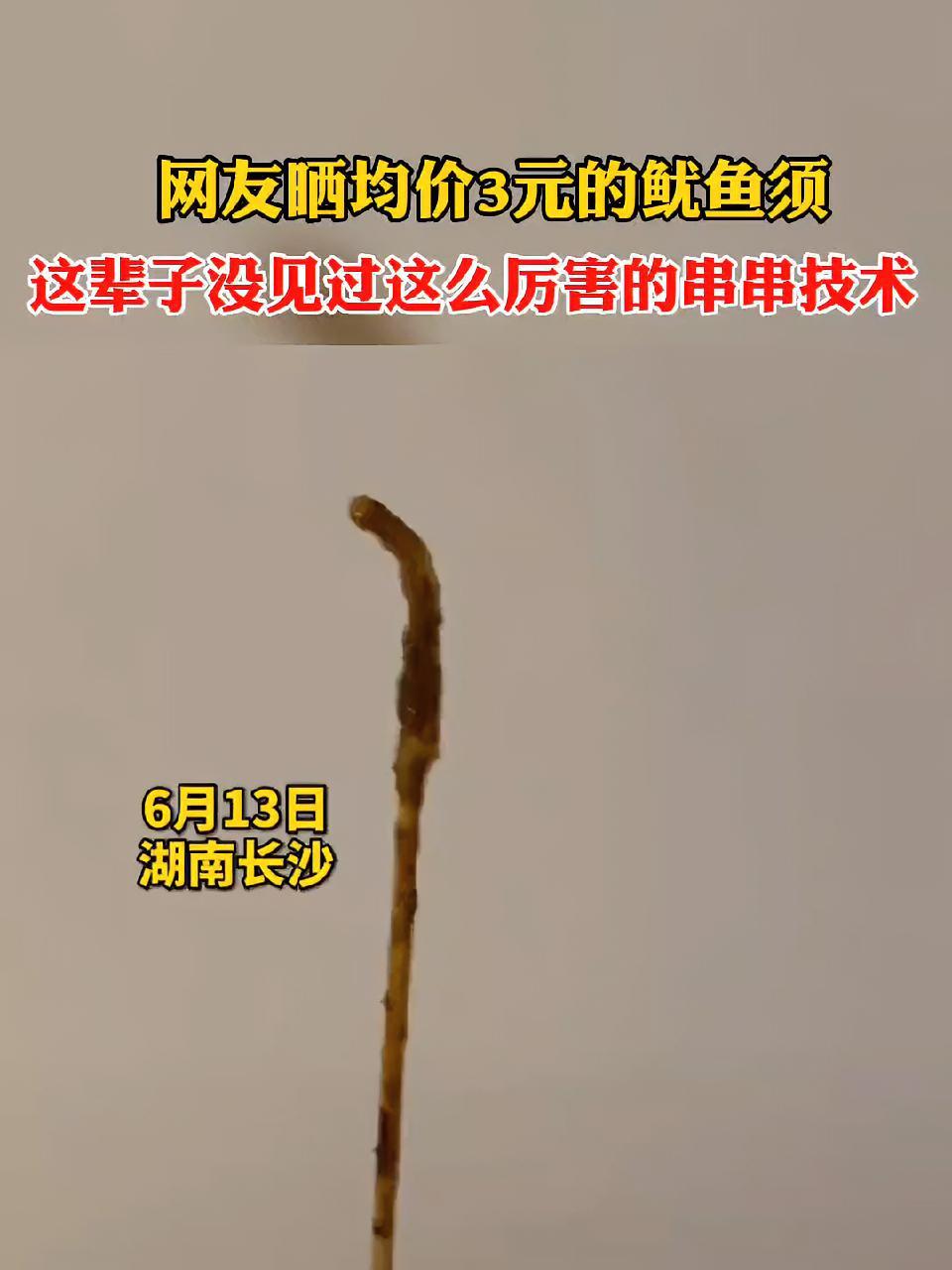 网友晒均价3元的鱿鱼须,这辈子没见过这么厉害的串串技术