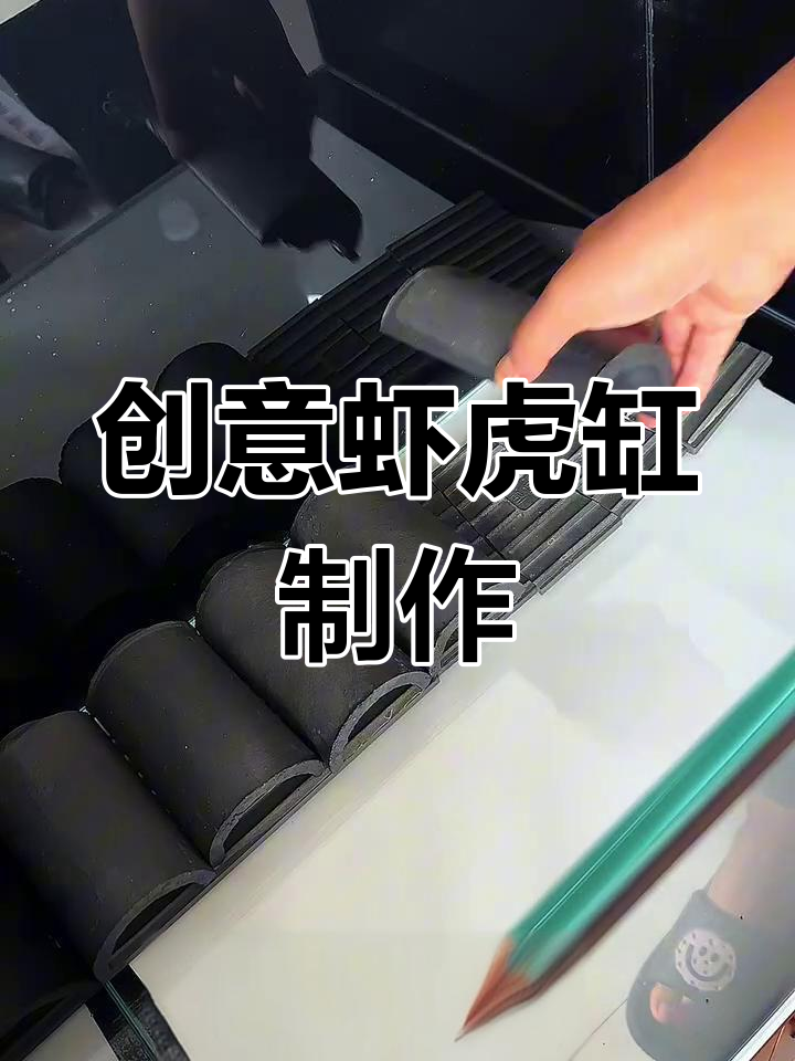 用瓦片打造虾虎缸,黑色背景与石头点缀,效果超赞!