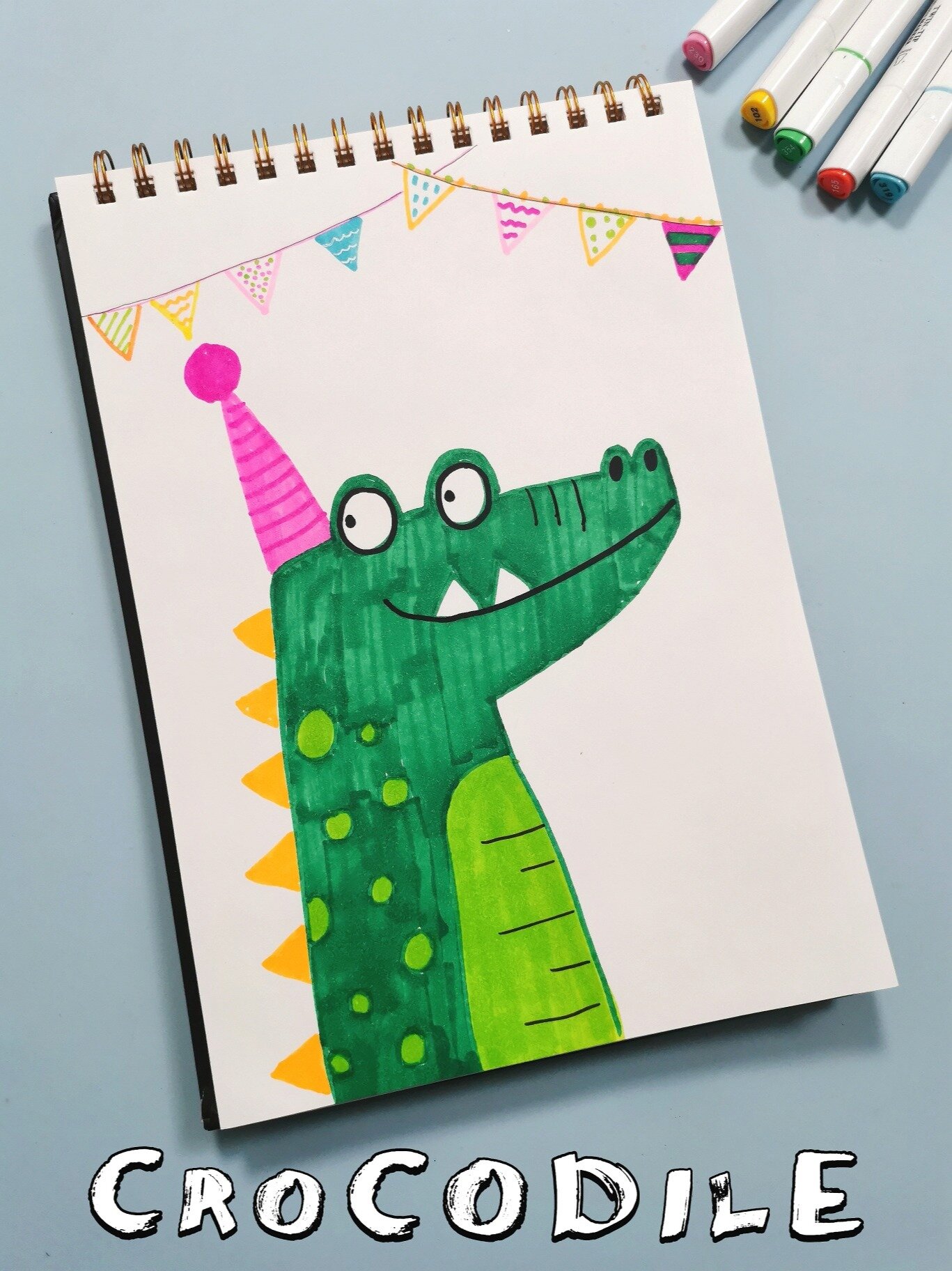 创意儿童画教程:小鳄鱼|适合4岁+