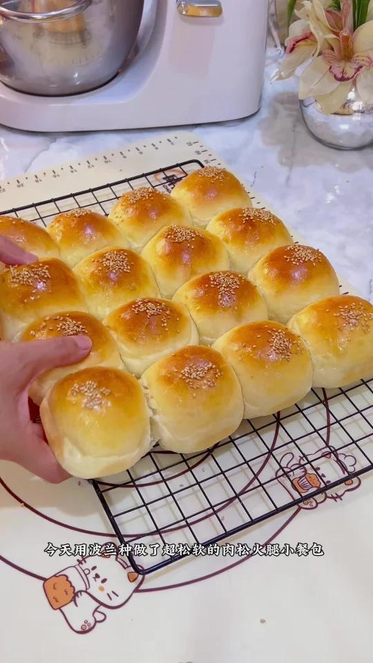 波兰种~肉松火腿沙拉小餐包,超柔软好吃