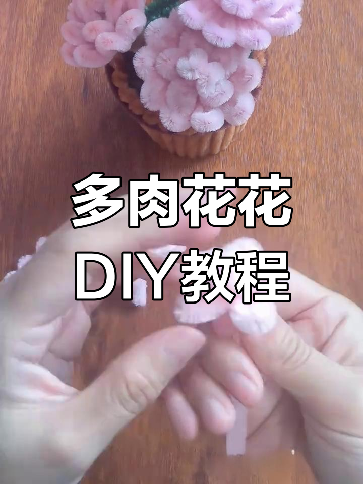 手工扭棒打造粉色多肉花