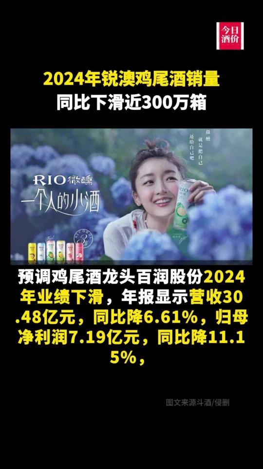 2024年锐澳鸡尾酒销量同比下滑近300万箱