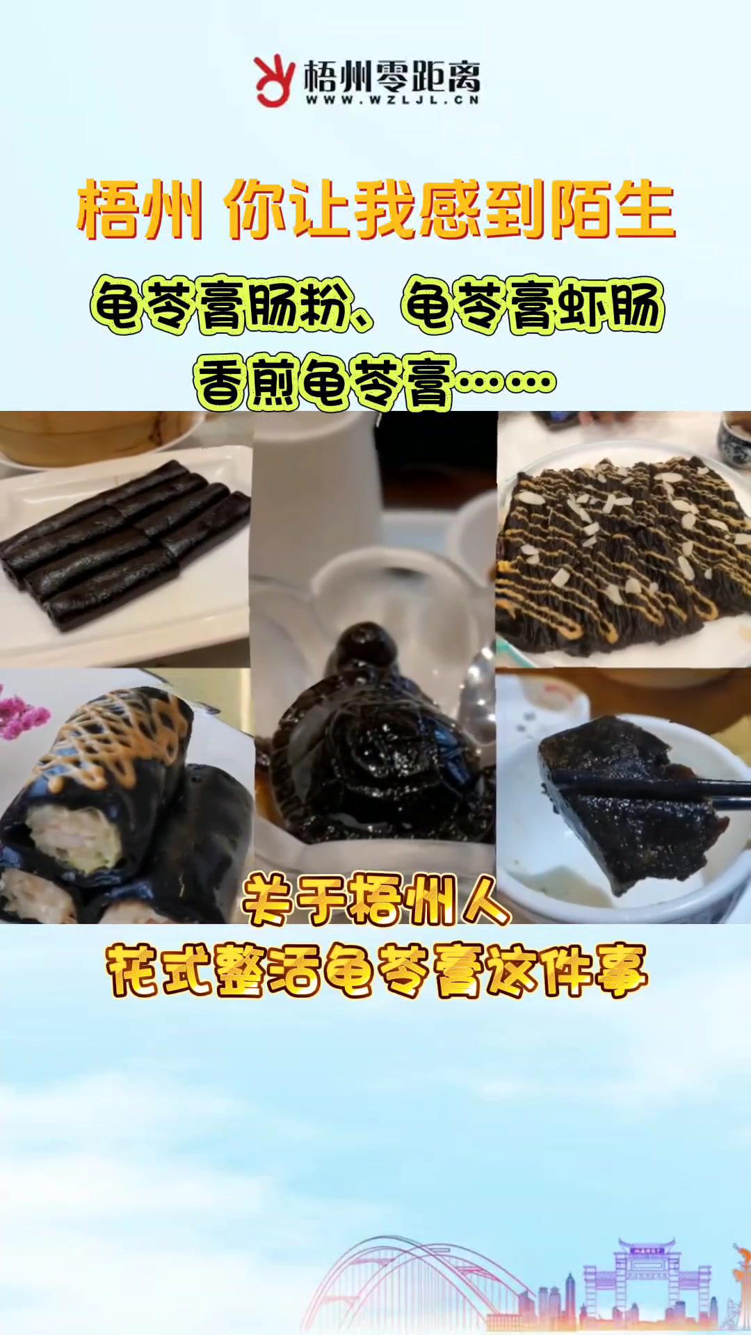 关于梧州人花式整活龟苓膏这件事:龟苓膏肠粉、香煎龟苓膏、乌龟造型的龟苓膏……梧州 广西 龟