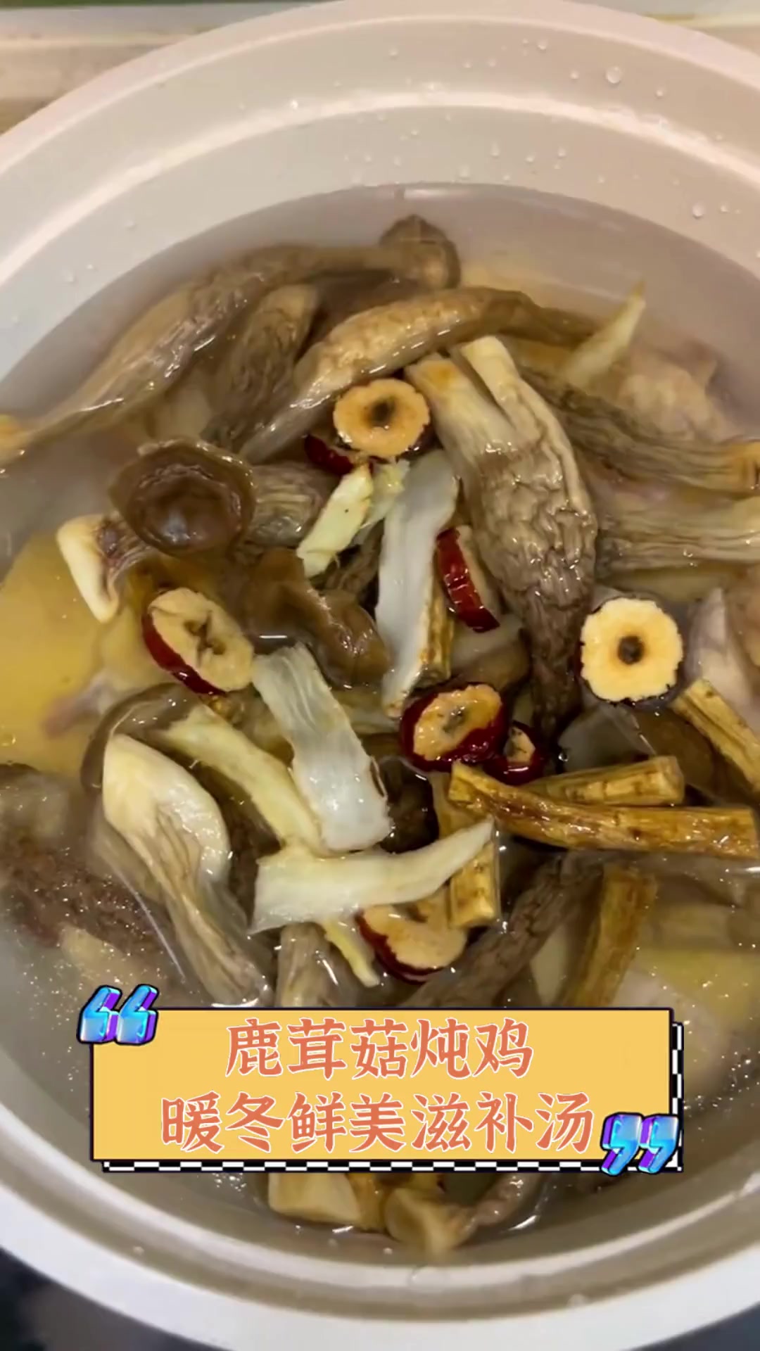 鹿茸菇炖鸡,暖冬鲜美滋补汤