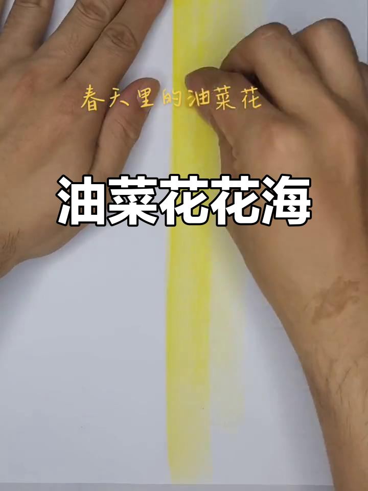 春天的油菜花,手绘创意油画棒画