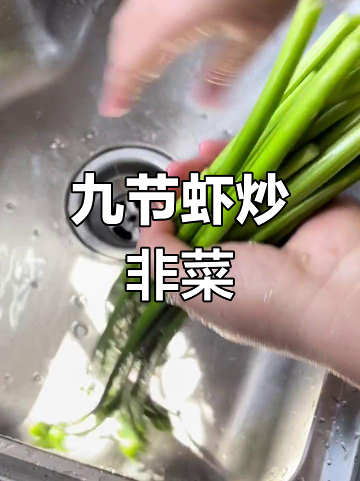 九节虾炒菲菜花,家常做法