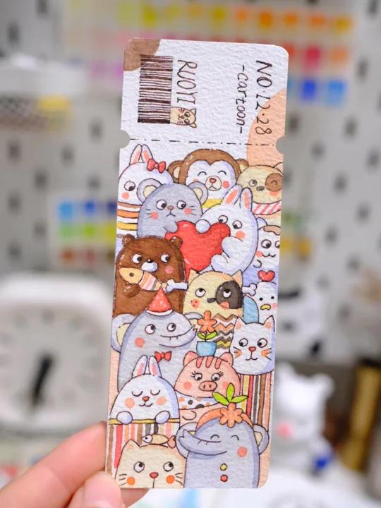 钢笔淡彩书签|水彩插画小动物猫咪绘画教程