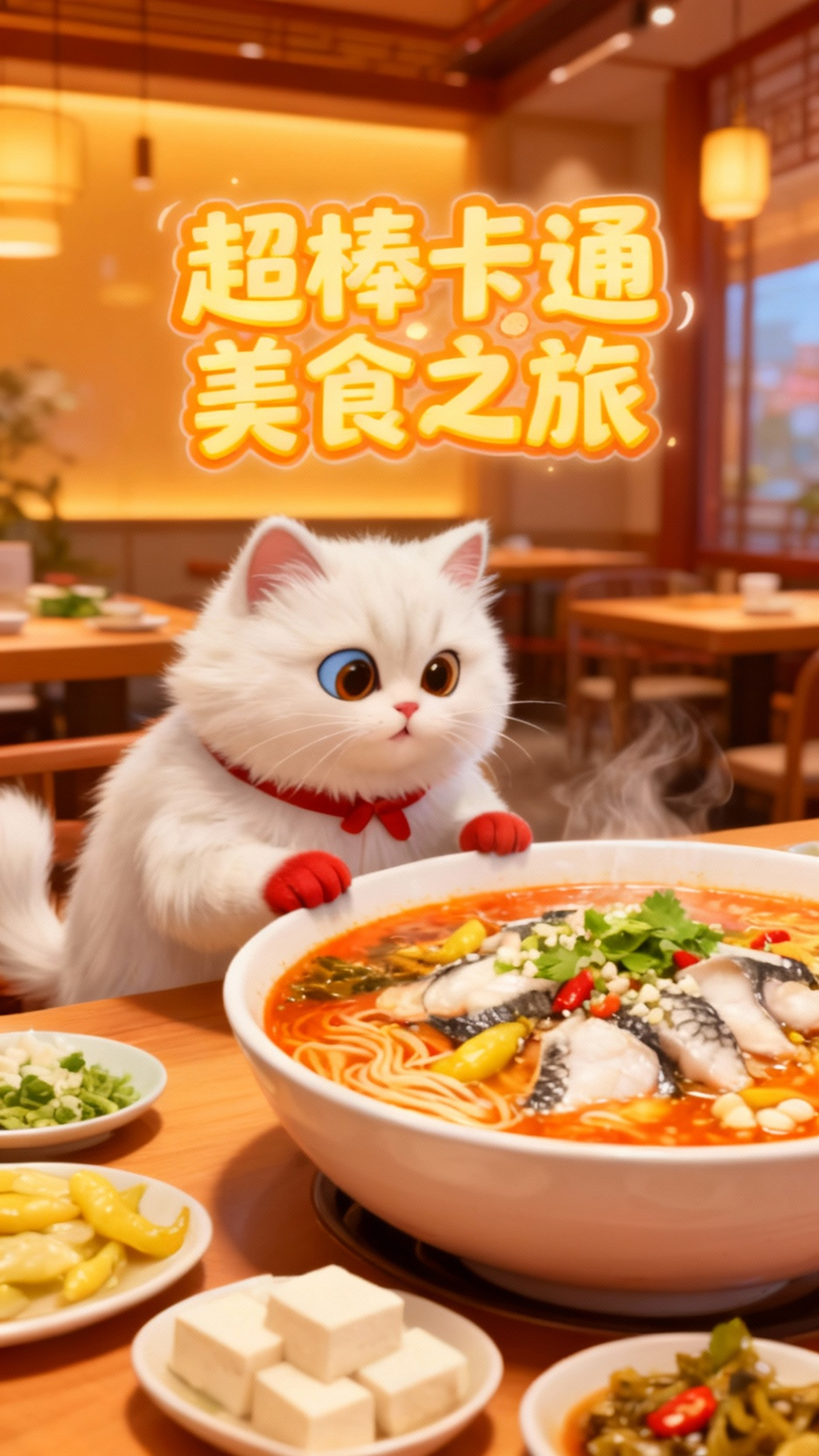 大白与酸菜鱼的卡通美食之旅
