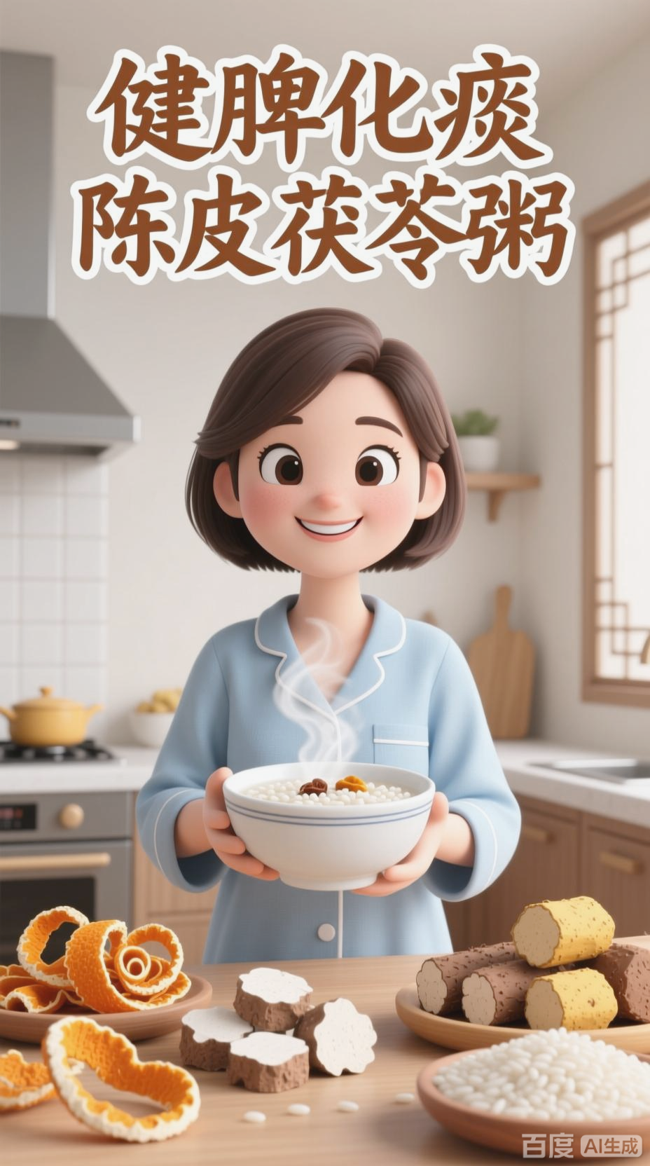 流感食疗,陈皮茯苓粥健脾祛湿