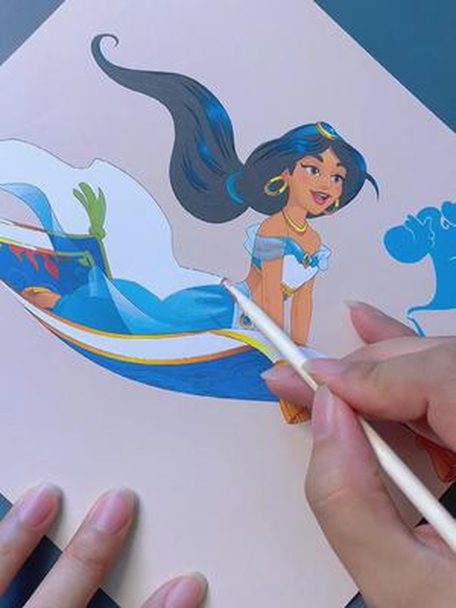 迪士尼公主 儿童贴纸 益智玩具 专注力练习 贴画 阿拉丁神灯公主驾到!好玩又好看的炫彩公主