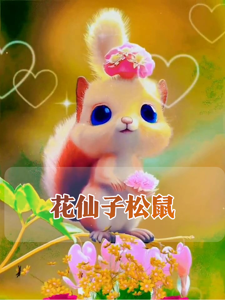 松鼠花仙子上线！头顶蛋糕手握鲜花坐拥花海