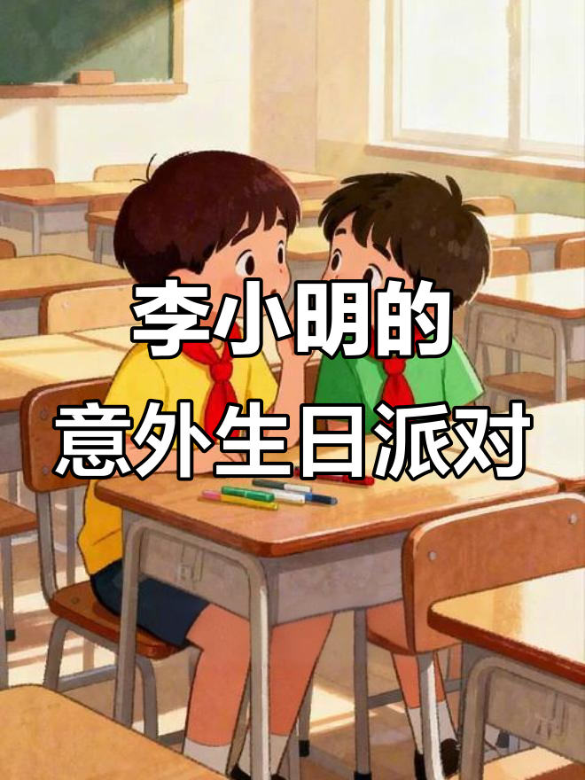 同学们为李小明策划惊喜生日会,蛋糕、礼物和特别的祝福