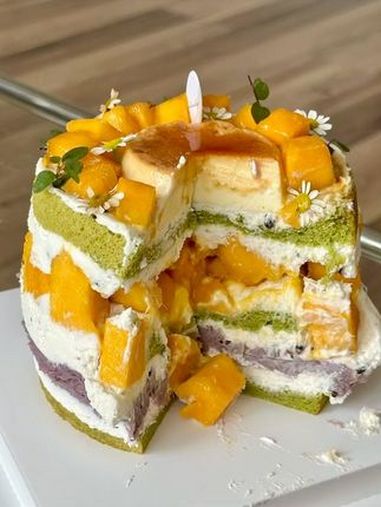 血糯米椰子芒果芋泥脑袋狂喜!每一口都是满满的馅料 南宁蛋糕 沉浸式做蛋糕 血糯米椰子芒果芋