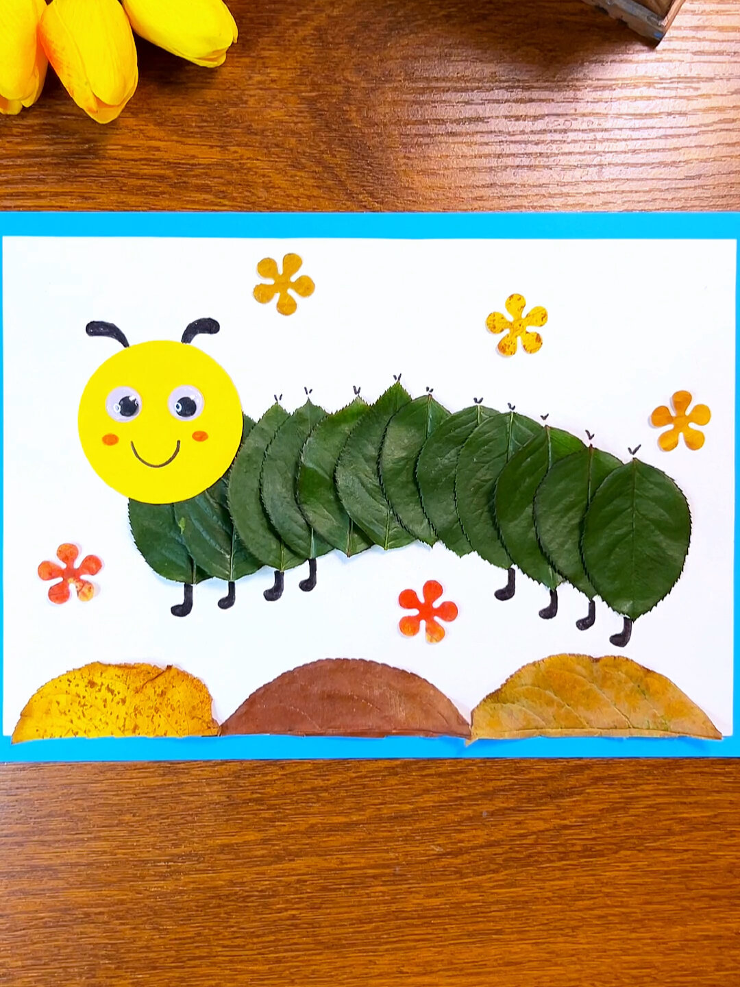 小动物树叶画
