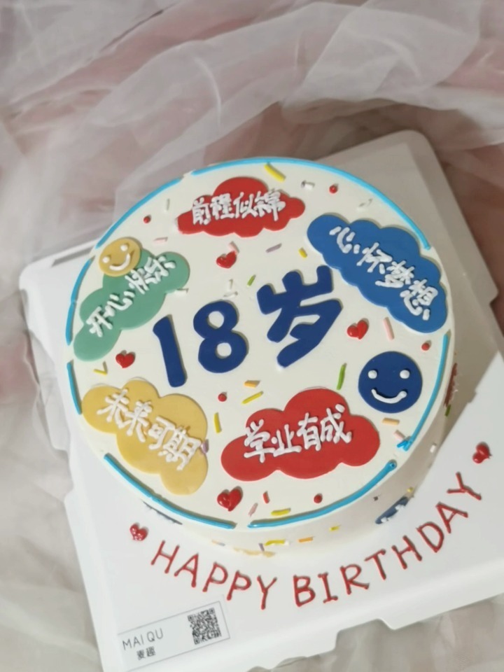 男孩女孩18周岁数字糖牌文字祝福语生日蛋糕