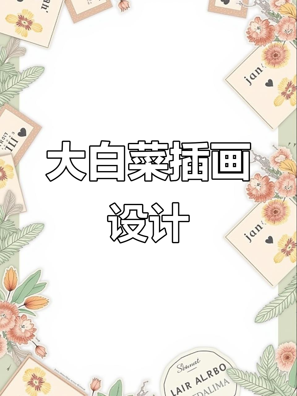 一颗大白菜的插画设计，手绘风格展示