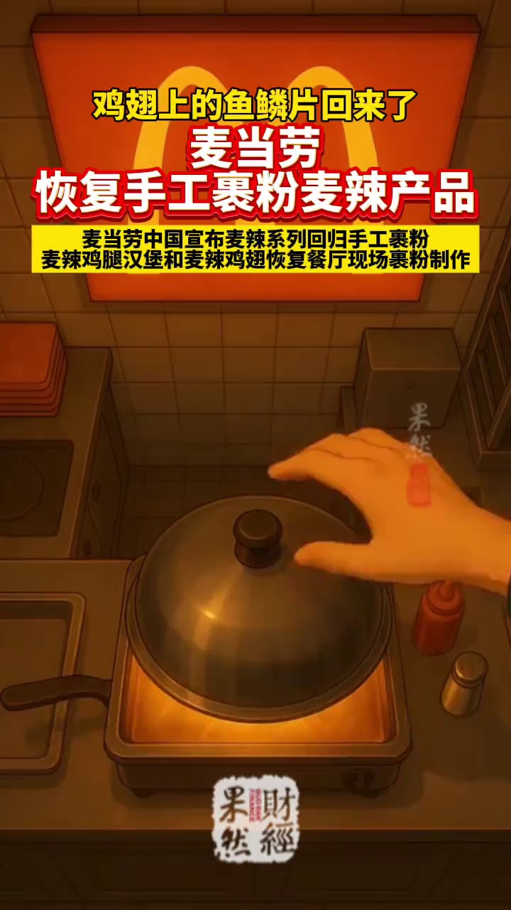鸡翅上的鱼鳞片回来了,麦当劳恢复手工裹粉麦辣产品 麦当劳
