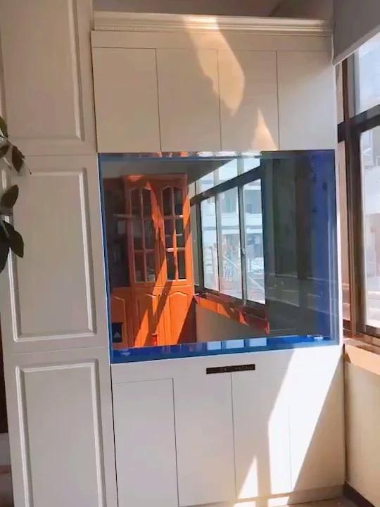 客厅鱼缸隔断屏风柜 定做鱼缸隔断墙体鱼缸