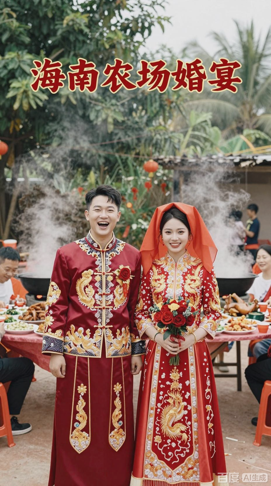 海南农场传统婚宴，喜庆与美食交融