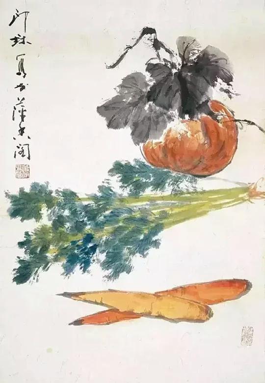 中国小写意花鸟扛鼎者萧朗笔下花鸟画蔬菜草