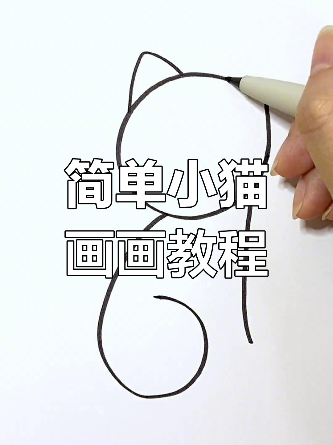 小猫简笔画,轻松学会画可爱小动物