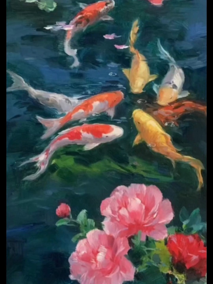花开富贵 九鱼聚财 九鱼图