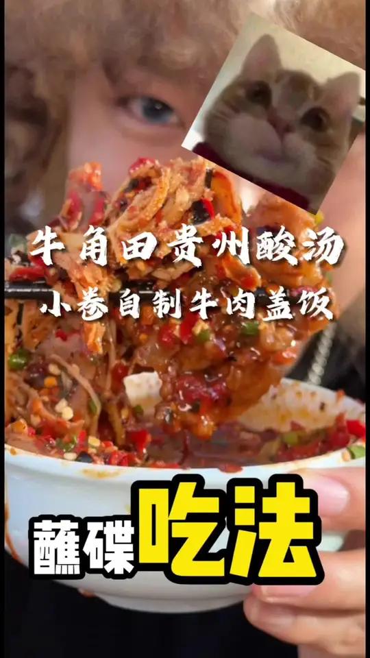 今天这个蘸碟吃法跟小卷自制酸汤牛肉盖饭你们一定要尝尝!便宜量大还好吃!吃肉吃爽了