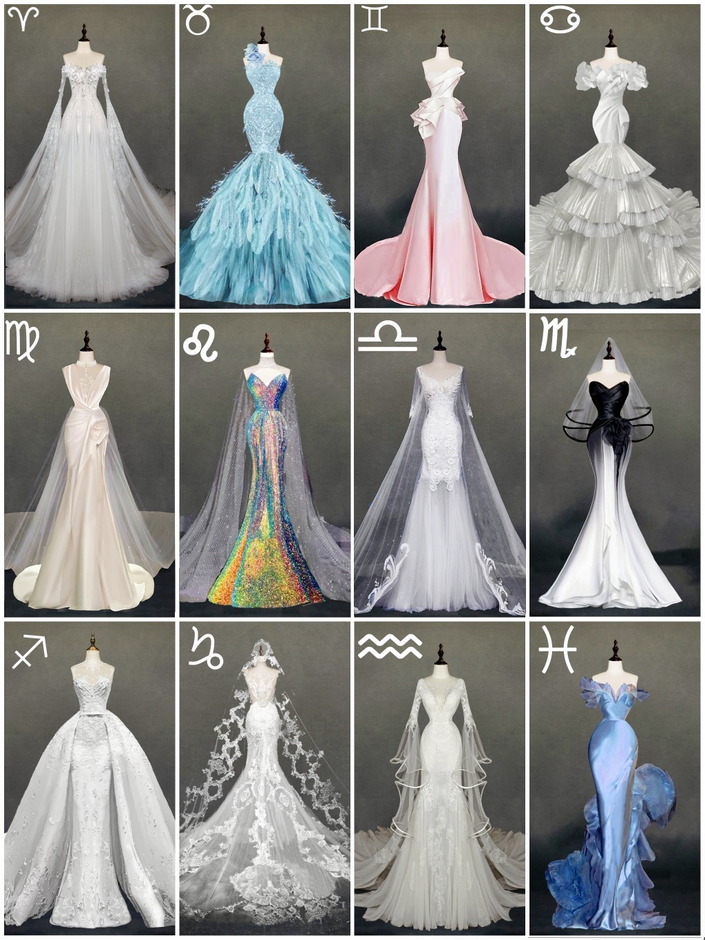 人鱼公主上线当十二星座遇上鱼尾婚纱