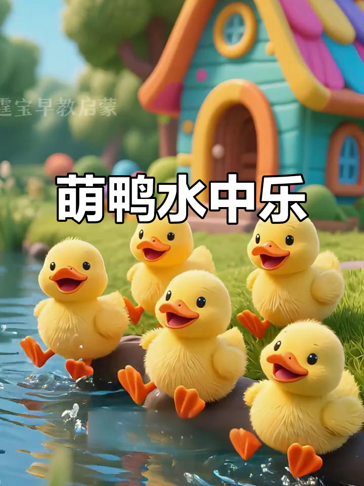 小鸭子跟着妈妈,水里嬉戏,扁嘴萌萌超可爱!