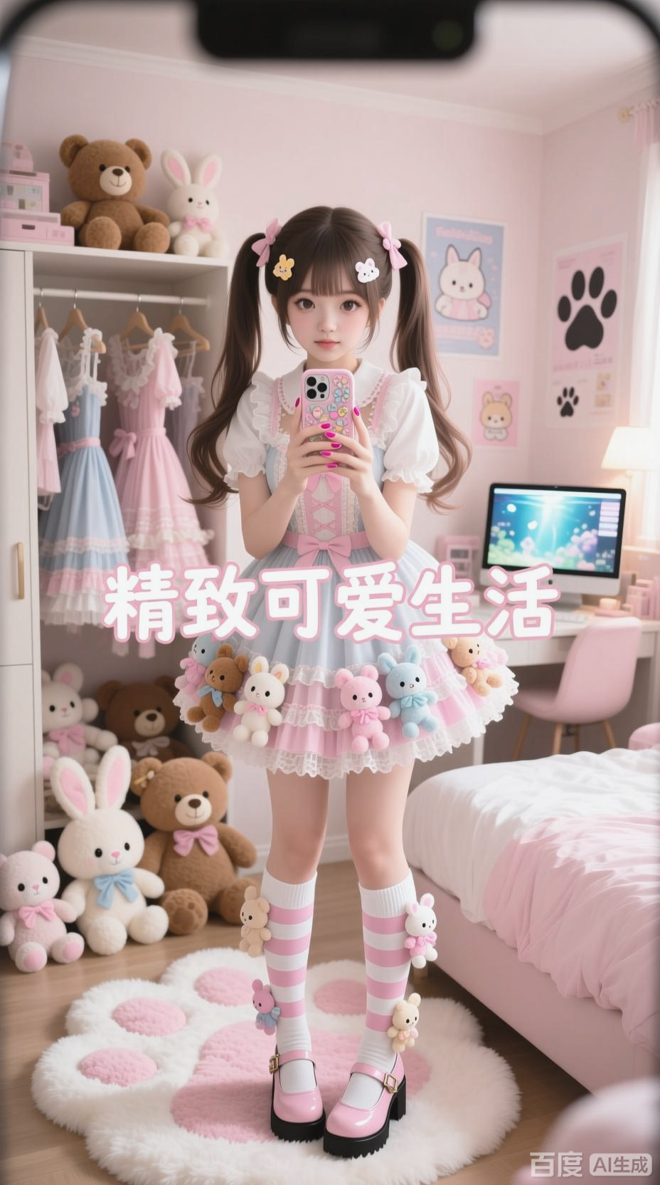 可爱动漫女孩的精致生活场景